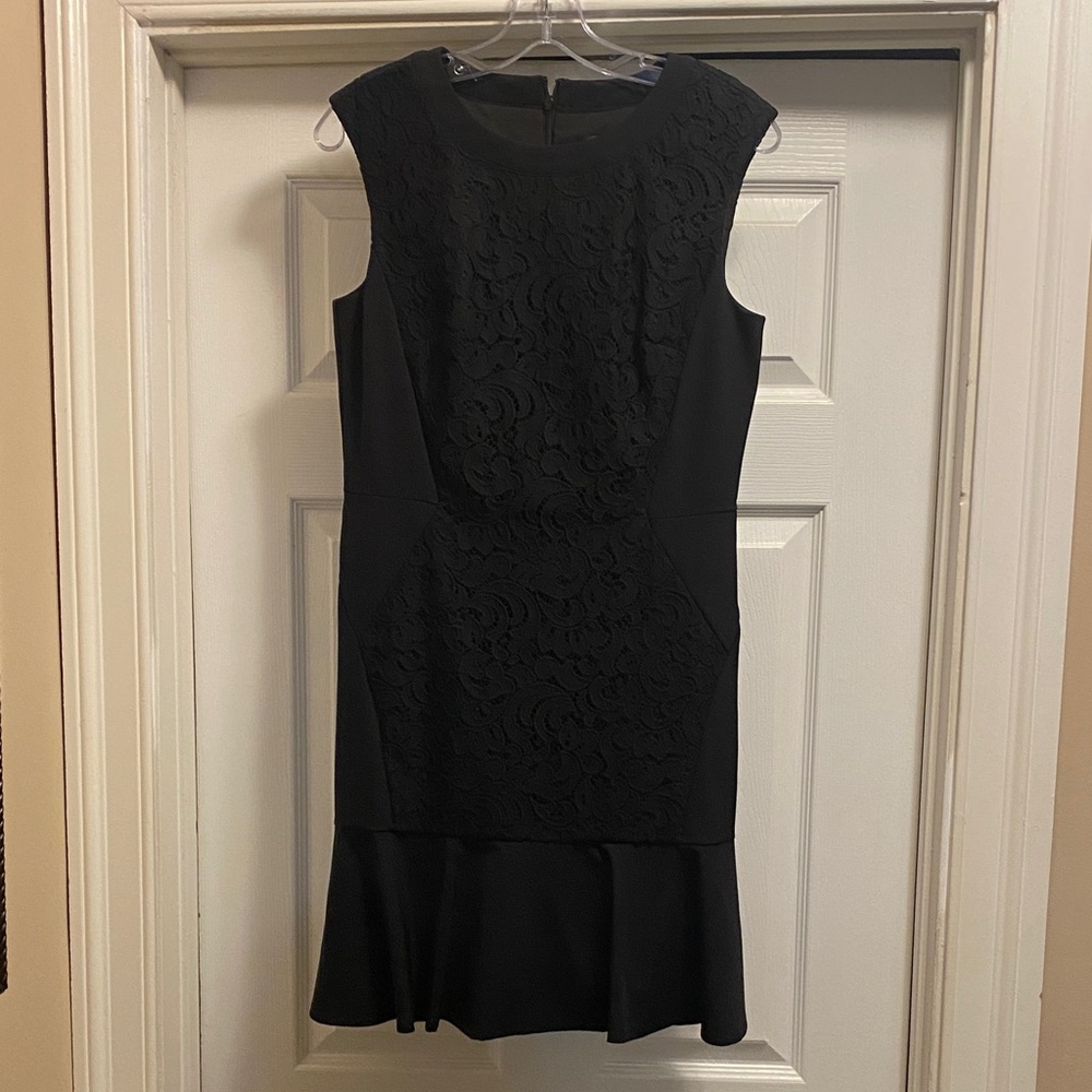 Ann Taylor Black Textured Midi Dress